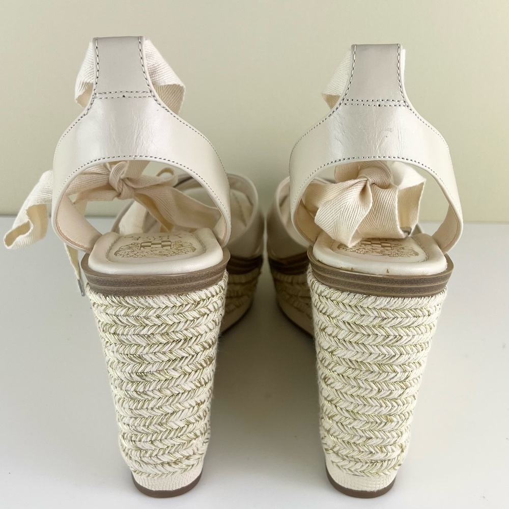 NEW VINCE CAMUTO BEIGE PLATFORM WEDGE SANDALS - Picture 5 of 12